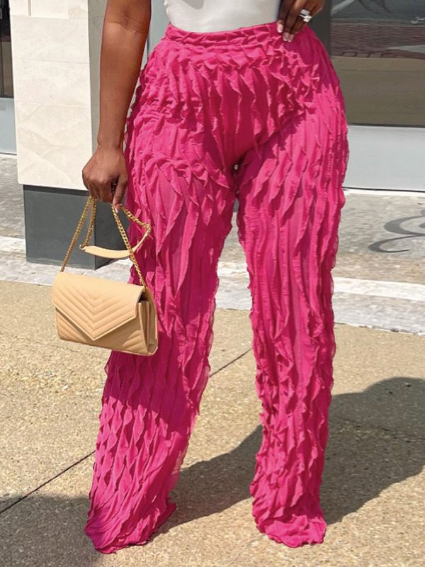 Einfarbige Rüschenhose