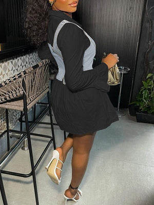 Hemdkleid mit Glockenärmeln und Jeansweste – Ausverkauf