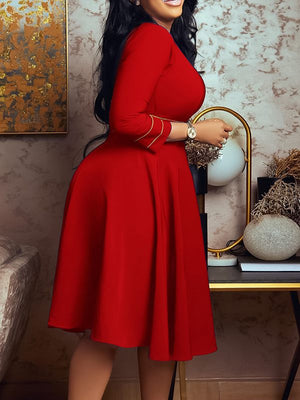 Kleid mit Stehkragen und 3/4-Ärmeln