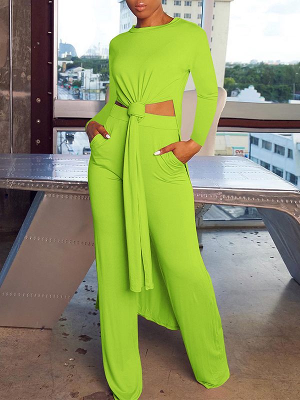 Einfarbiges Set aus Tunika und Hose mit Seitenschlitz