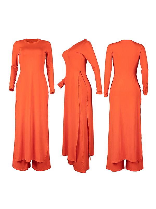 Einfarbiges Set aus Tunika und Hose mit Seitenschlitz
