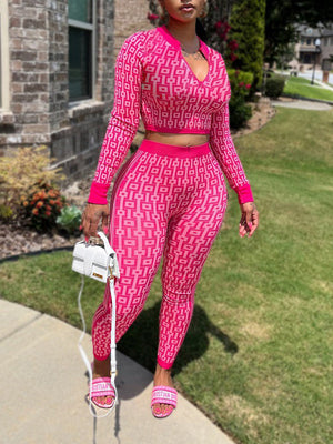 Indiebeautie – Bedrucktes Oberteil und Hose mit Reißverschluss vorne