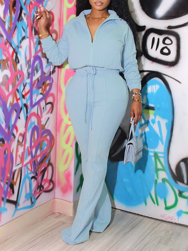 Ensemble haut zippé et pantalon à cordon de serrage