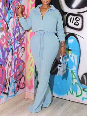 Indiebeautie Set aus Oberteil mit Reißverschluss vorne und Hose mit Kordelzug