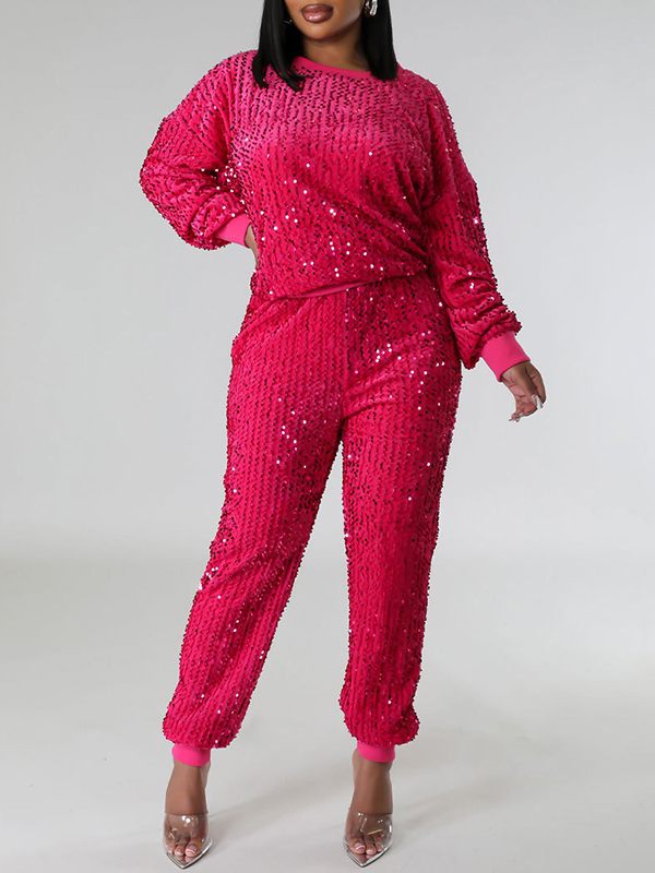 Set aus Sweatshirt und Jogginghose mit Pailletten