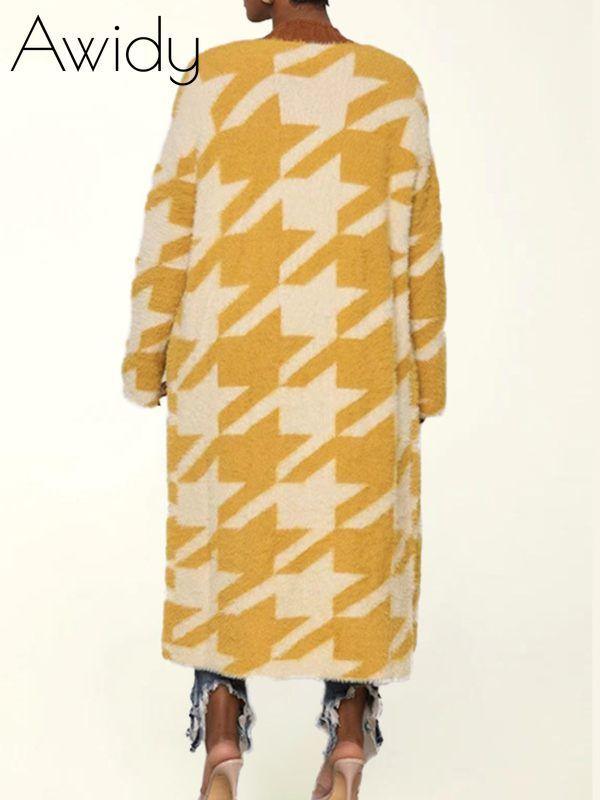 Houndstooth Open-Front Cardigan