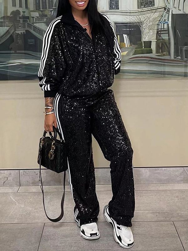 Ensemble veste et pantalon à paillettes Indiebeautie