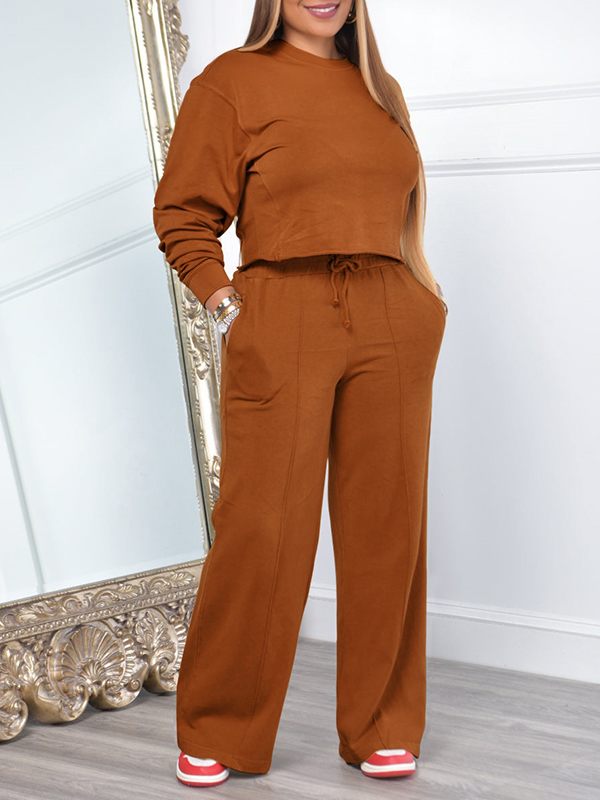 Einfarbiges Sweatshirt- und Hosen-Set – Ausverkauf