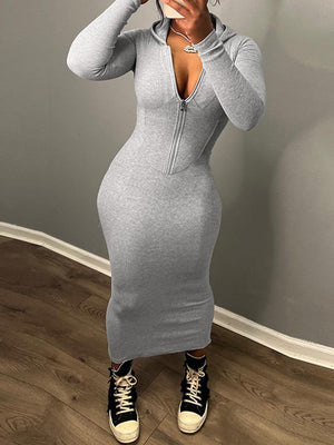 Hoodiekleid mit Reißverschluss vorne