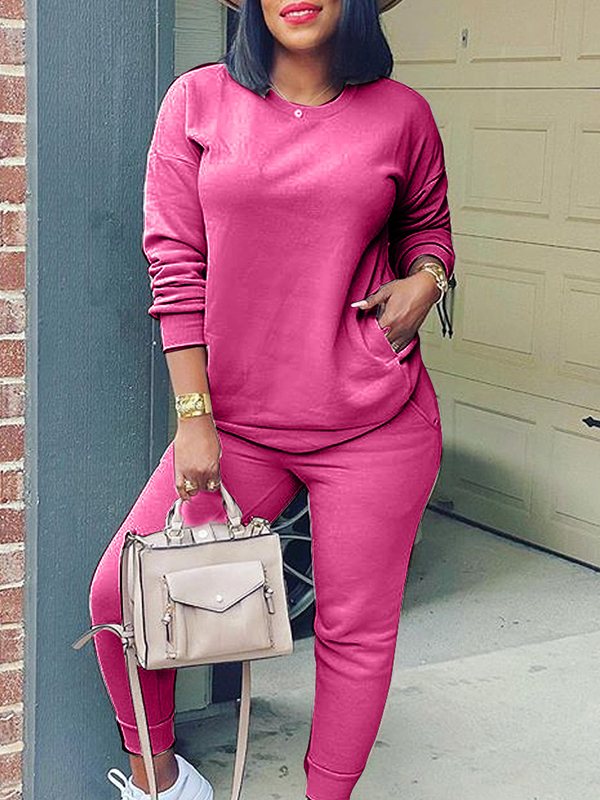 Einfarbiges Sweatshirt- und Jogginghosen-Set