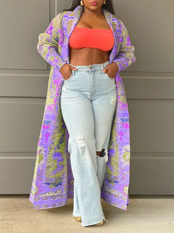 Bedruckter Staubmantel mit offener Vorderseite