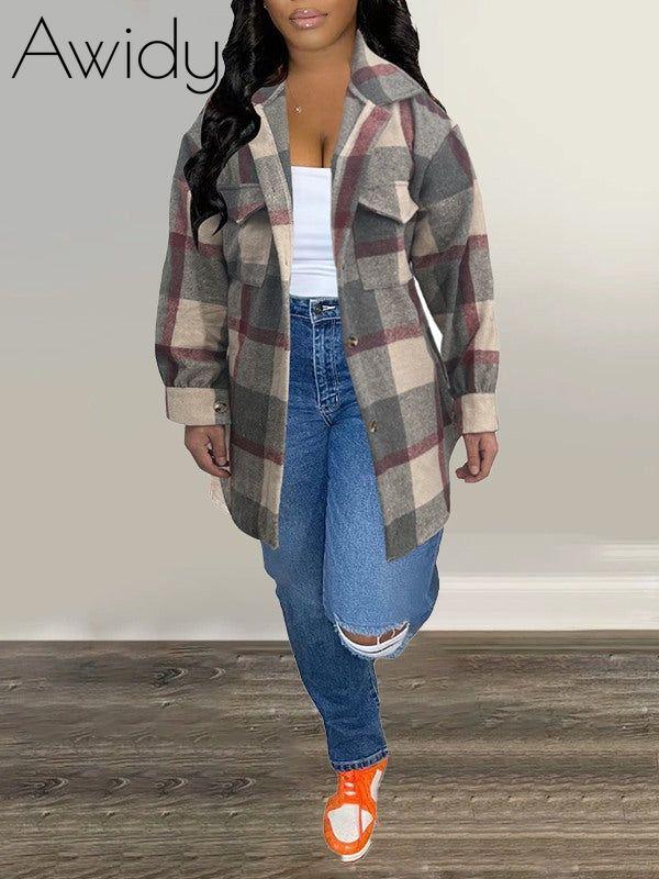 Plaid Shirt Jacket Gray