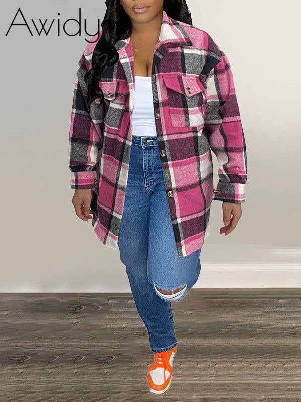 Plaid Shirt Jacket Rose