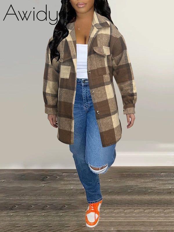 Plaid Shirt Jacket Khaki