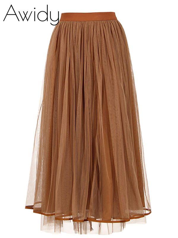 Mesh Skirt--Clearance Camel M