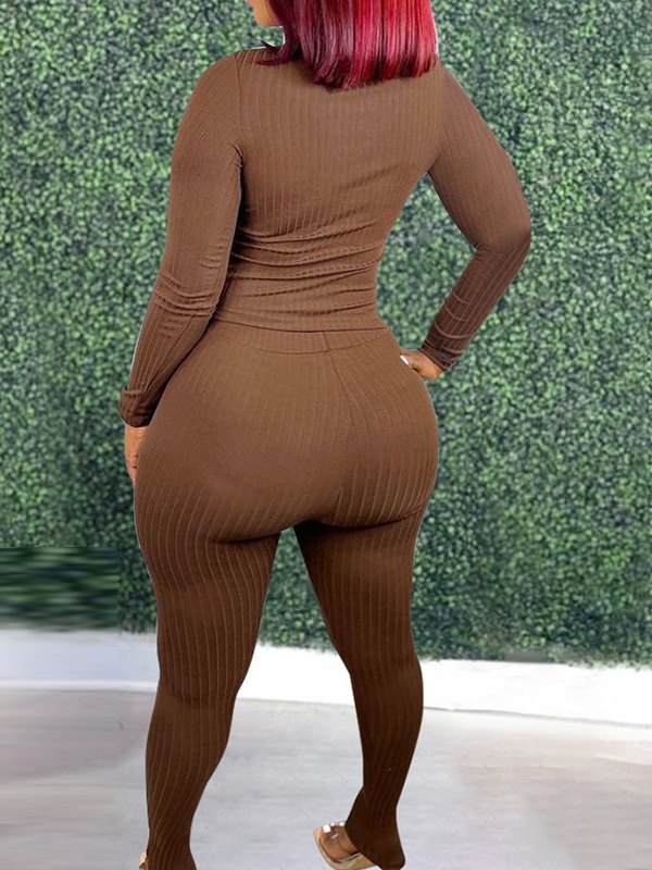 Ensemble 2 pièces côtelé solide