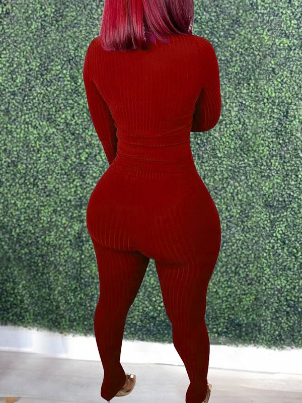 Ensemble 2 pièces côtelé solide