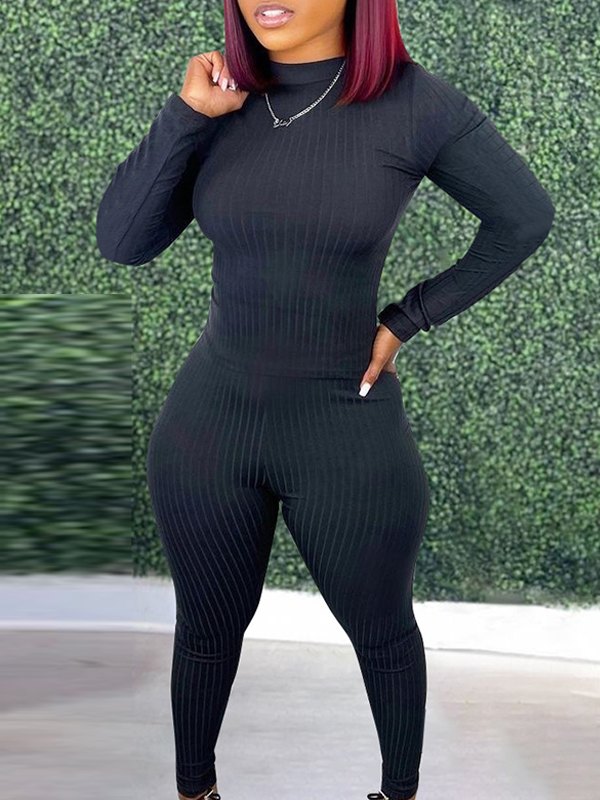 Ensemble 2 pièces côtelé solide