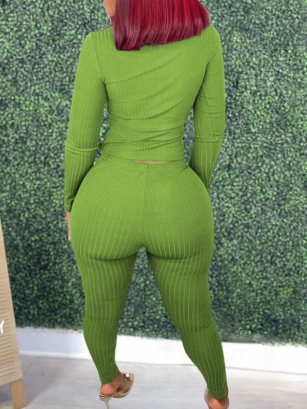 Ensemble 2 pièces côtelé solide