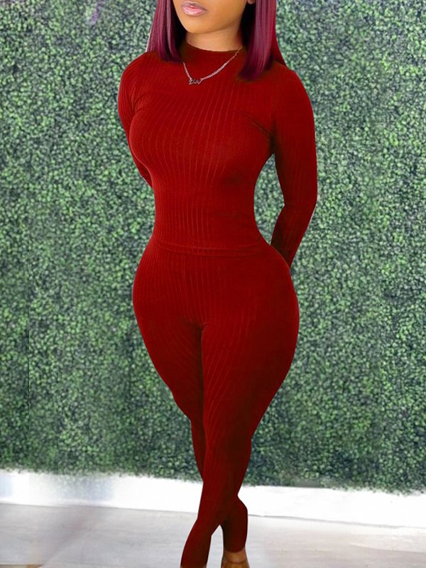 Ensemble 2 pièces côtelé solide