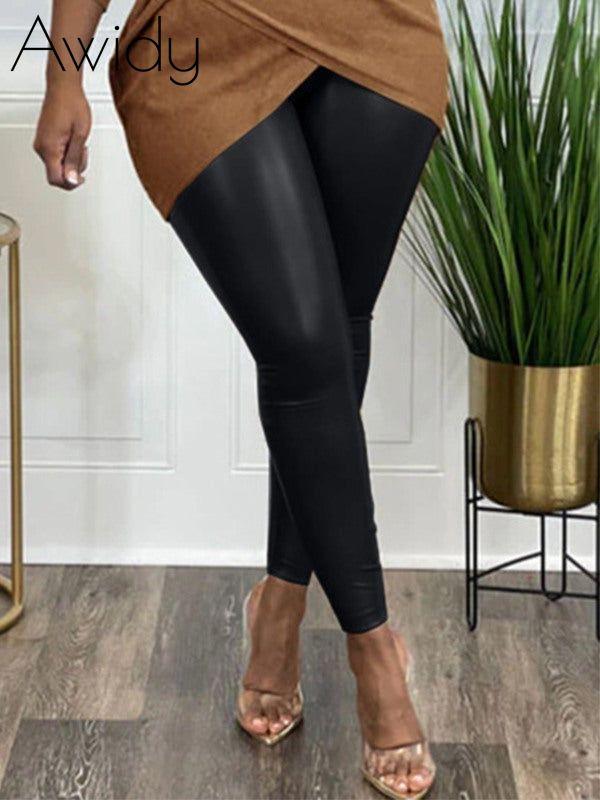 Faux-Leather Skinny Pants Black