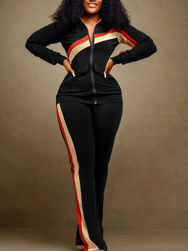 Indiebeautie Stripe Jacket & Pants Set