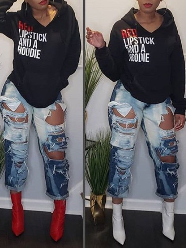 Kapuzenpullover mit Slogan-Print