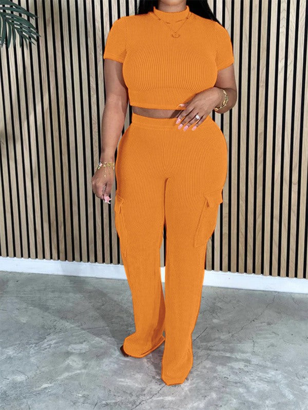 Ensemble t-shirt uni et pantalon cargo Indiebeautie