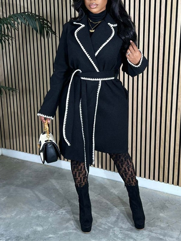 Piping Tied Overcoat--Clearance