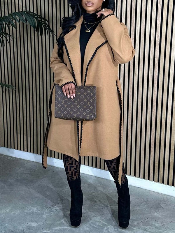 Piping Tied Overcoat--Clearance