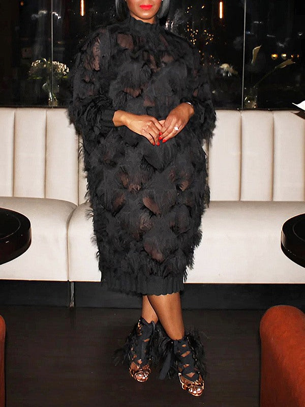 Robe transparente à franges