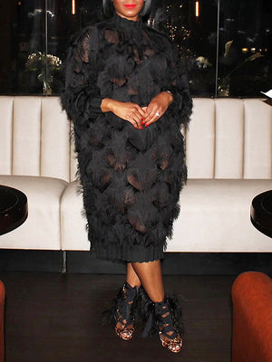 Transparentes Kleid mit Fransen