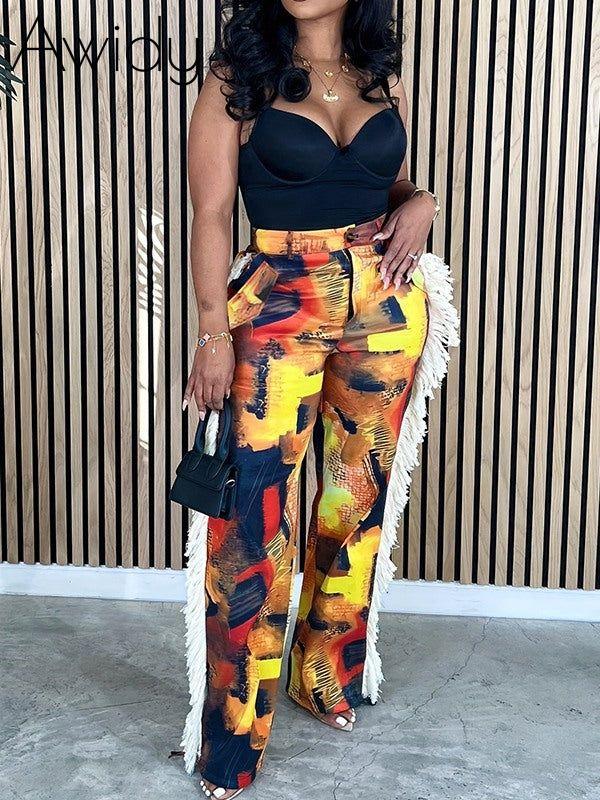 Fringe Combo Printed Pants