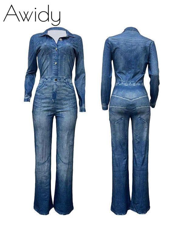 Printed Button-Front Jumpsuit
