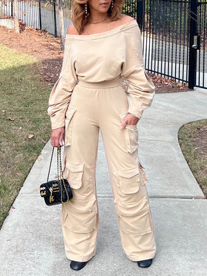 Twisted Top & Cargo Pants Set--Clearance