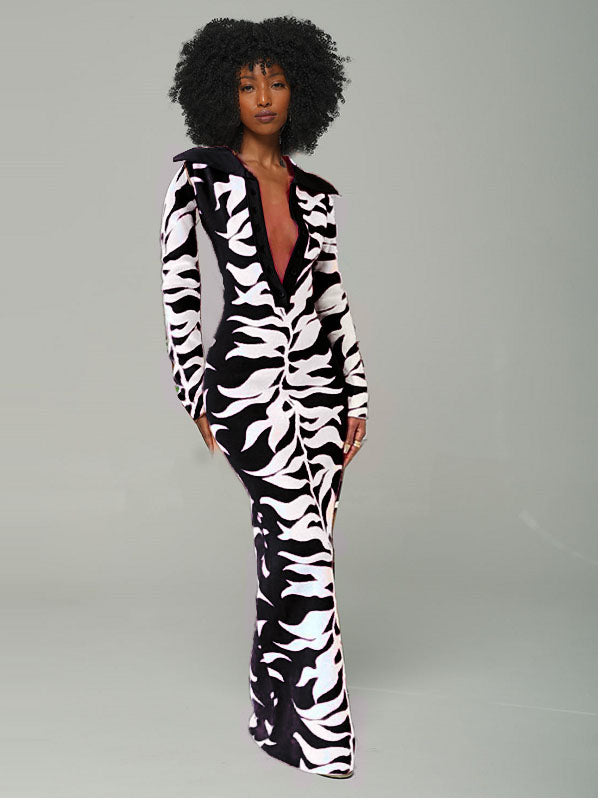 Bedrucktes Kleid mit Knopfleiste vorne – Ausverkauf