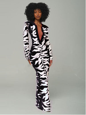 Bedrucktes Kleid mit Knopfleiste vorne – Ausverkauf