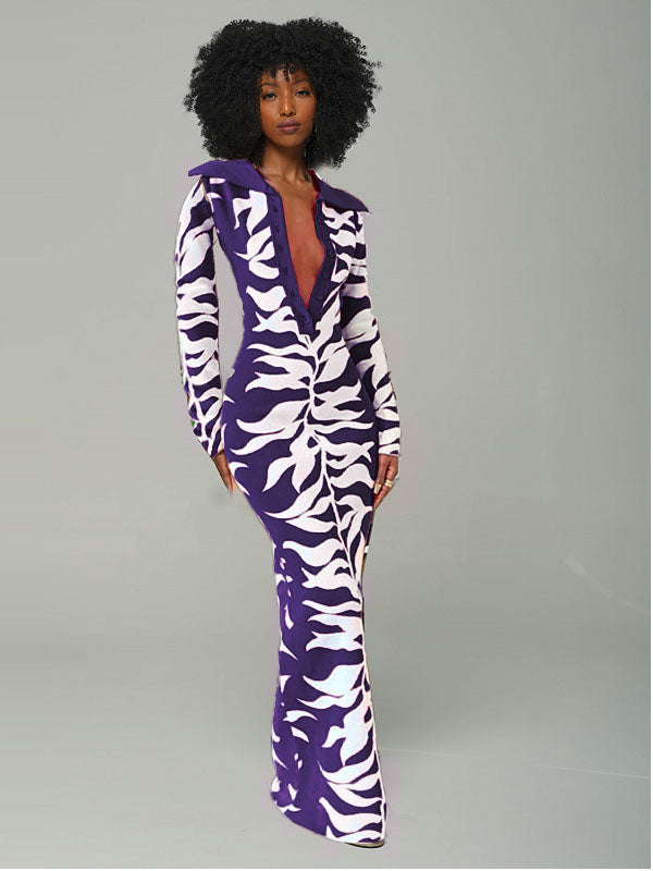 Bedrucktes Kleid mit Knopfleiste vorne – Ausverkauf