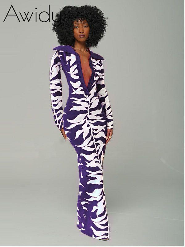 Printed Button-Front Dress