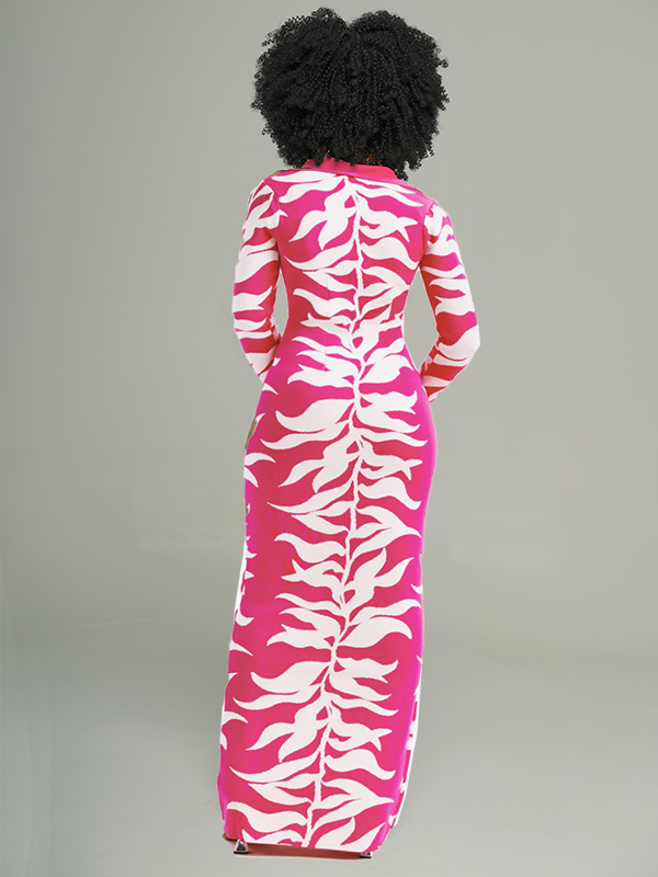 Bedrucktes Kleid mit Knopfleiste vorne – Ausverkauf