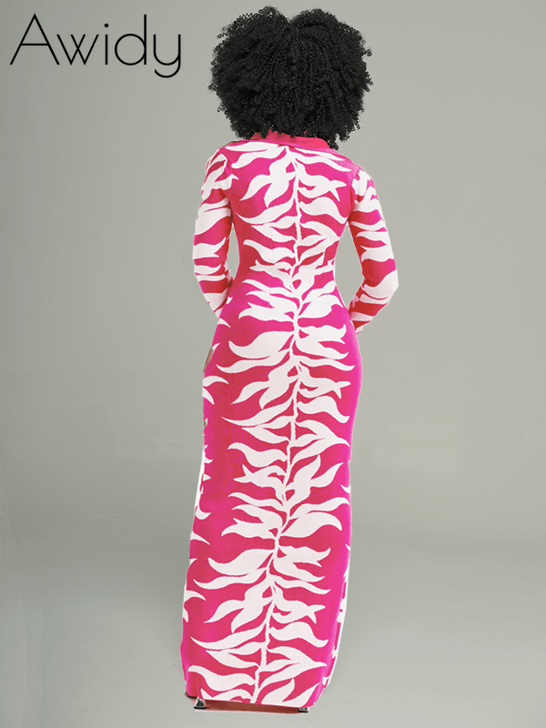 Printed Button-Front Dress