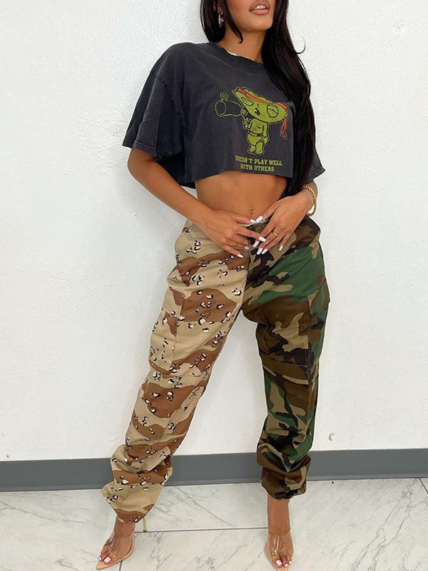 Pantalon cargo camouflage combiné