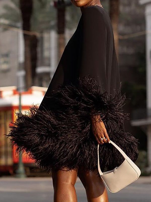 Robe combo à plumes