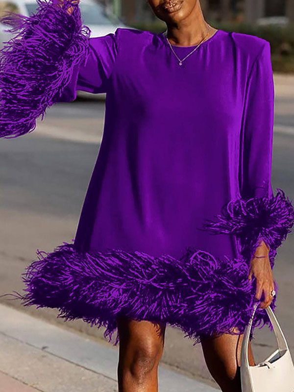 Robe combo à plumes