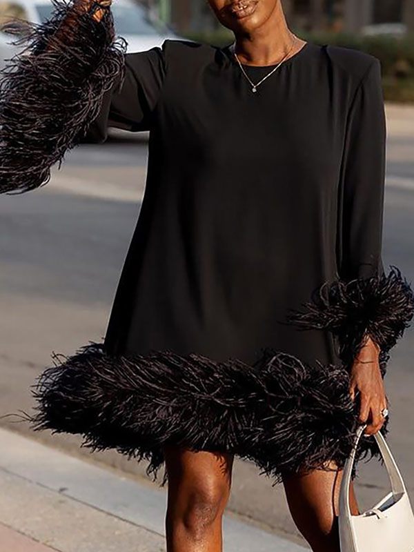 Robe combo à plumes