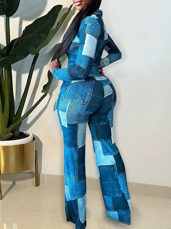 Set aus Hemd und Hose im Colorblock-Design