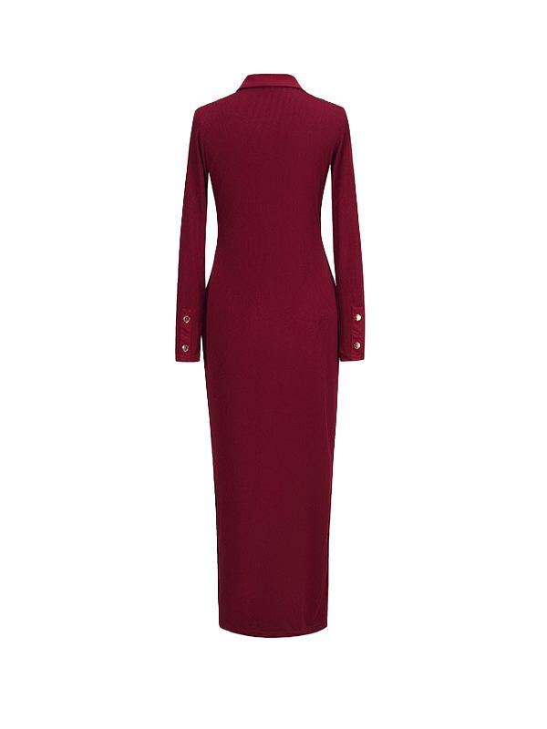 Geripptes Polokleid mit Seitenschlitzen