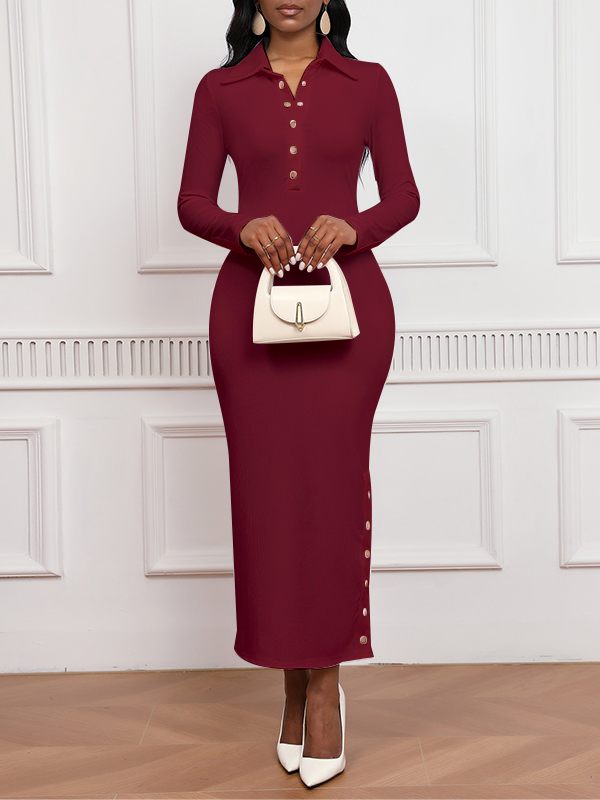 Geripptes Polokleid mit Seitenschlitzen