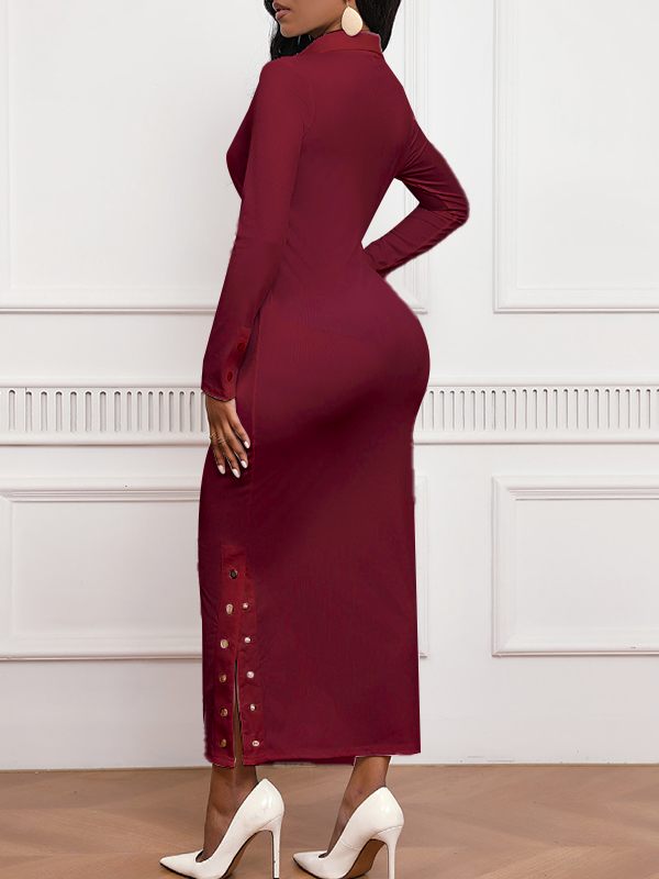 Geripptes Polokleid mit Seitenschlitzen