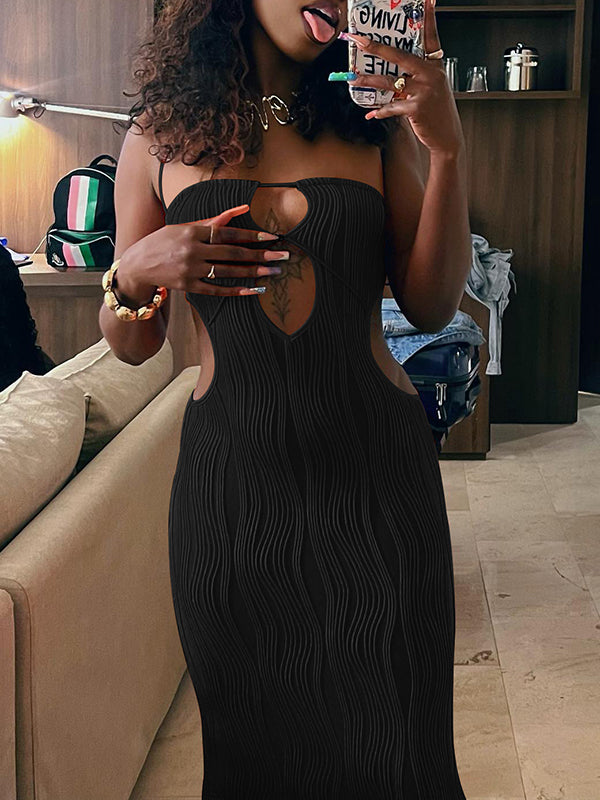 Solides Neckholder-Kleid mit Cut-Outs